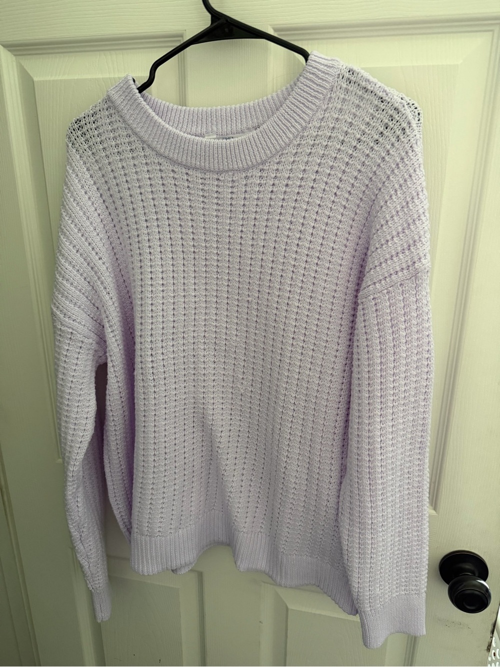 Time and Tru Light Lavender Waffle Knit Crewneck Sweater